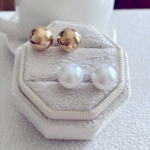 Pearl + gold earrings bundle